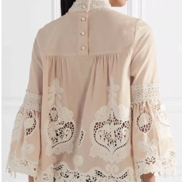 ANNA SUI Cupid And Fairy Crocheted Lace Blouse S - Picture 3 of 7